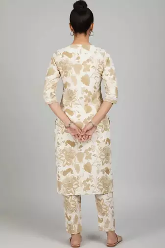 smart women printed kurta with trousers