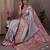 white blue & gold-toned ethnic motif woven design zari patola saree