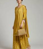 workwear women embroidered kurta with palazzos with dupatta