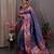 blue blue & pink woven design zari silk blend patola saree