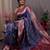 blue blue & pink woven design zari silk blend patola saree