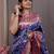 blue blue & pink woven design zari silk blend patola saree
