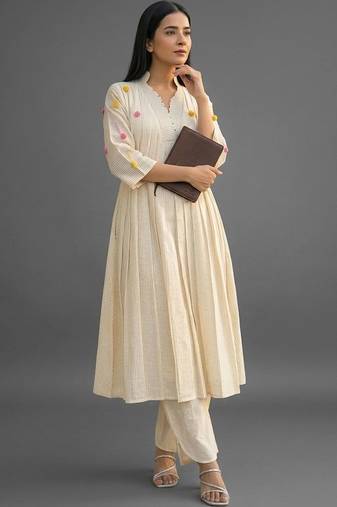 workwear women striped kurta with trousers