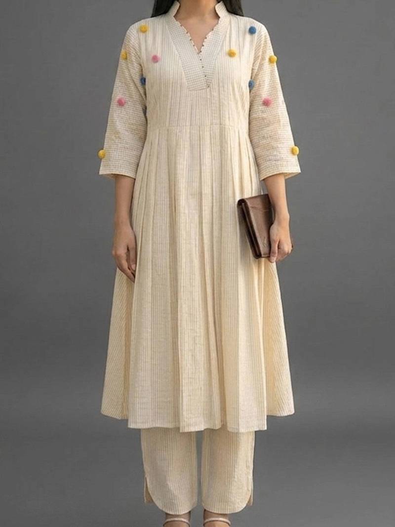 workwear women striped kurta with trousers