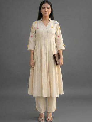 workwear women striped kurta with trousers 4