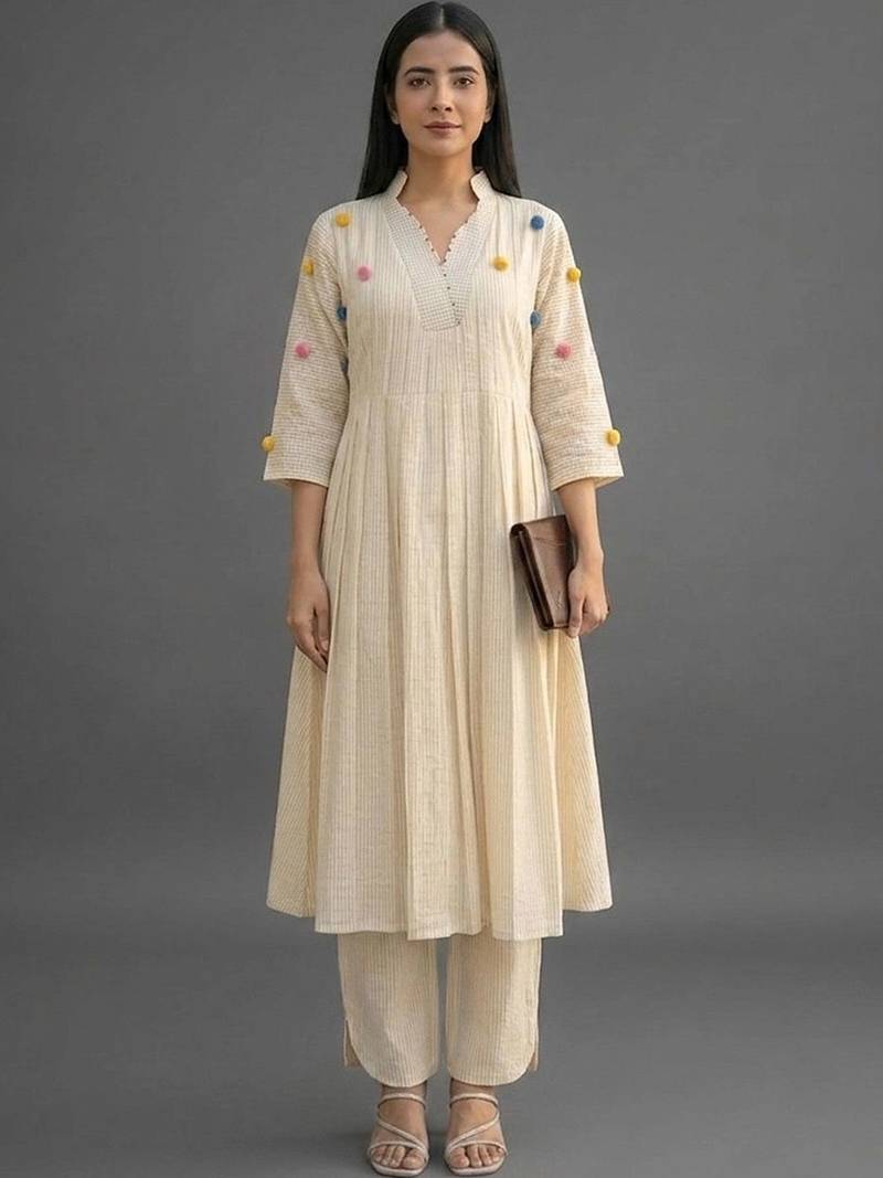 workwear women striped kurta with trousers