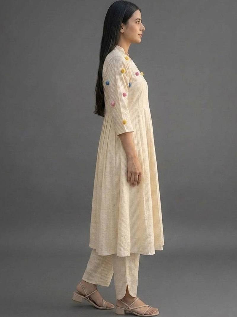 workwear women striped kurta with trousers