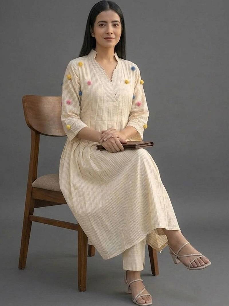 workwear women striped kurta with trousers