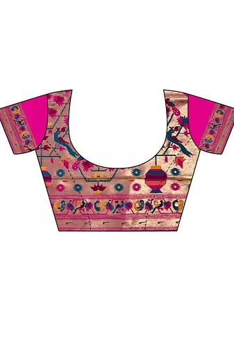 black black & pink ethnic motifs woven design zari patola saree