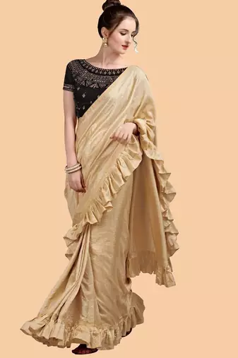 gold gold-toned silk blend saree