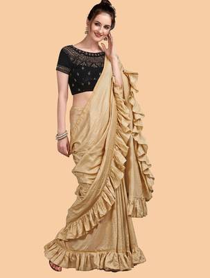 gold gold-toned silk blend saree 2