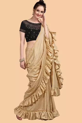 gold gold-toned silk blend saree