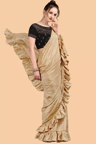 gold gold-toned silk blend saree