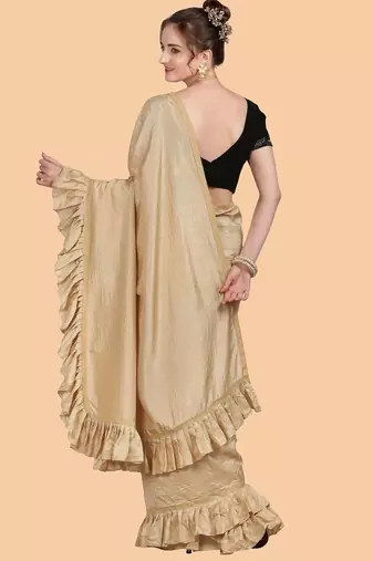 gold gold-toned silk blend saree