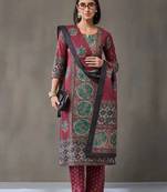tailored women printed kurta with trousers with dupatta