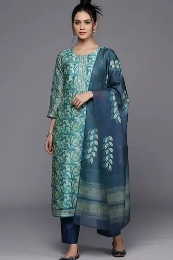 formal women printed kurta with trousers with dupatta