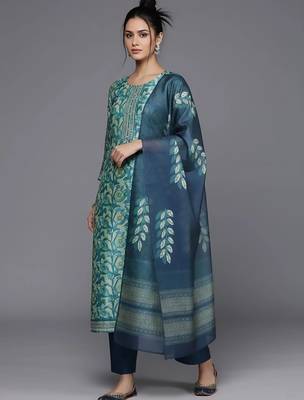 formal women printed kurta with trousers with dupatta 3