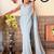 blue embellished sequinned poly georgette saree