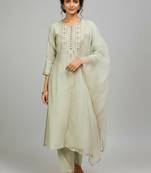 structured women embroidered kurta with trousers with dupatta