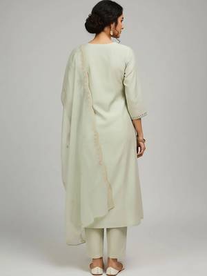 structured women embroidered kurta with trousers with dupatta 2