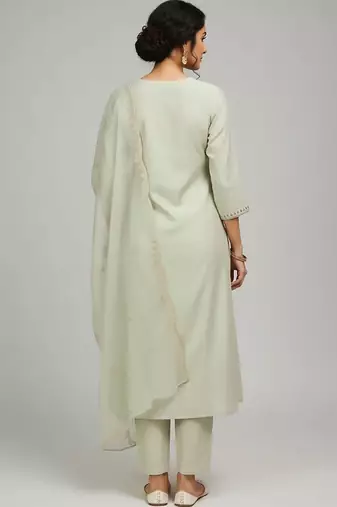 structured women embroidered kurta with trousers with dupatta