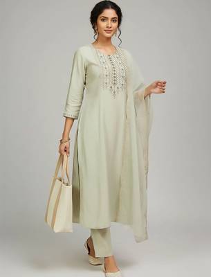 structured women embroidered kurta with trousers with dupatta 5
