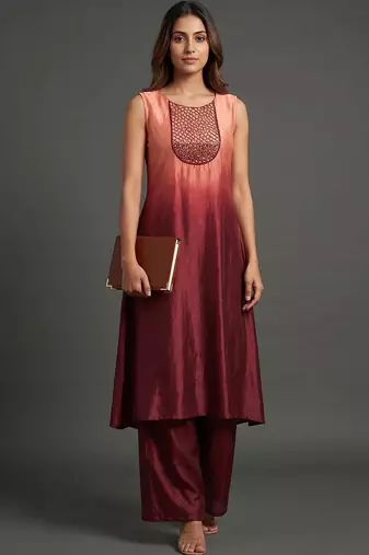 tailored women dyed kurta with palazzos