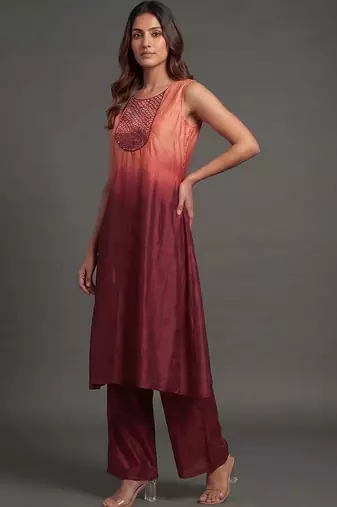 tailored women dyed kurta with palazzos