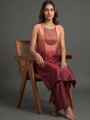 tailored women dyed kurta with palazzos 5