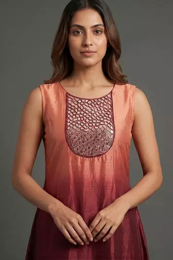tailored women dyed kurta with palazzos