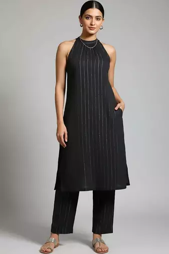 workwear women striped kurta with trousers