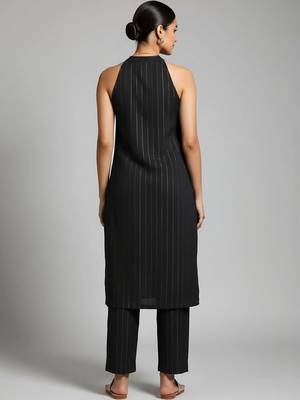 workwear women striped kurta with trousers 2