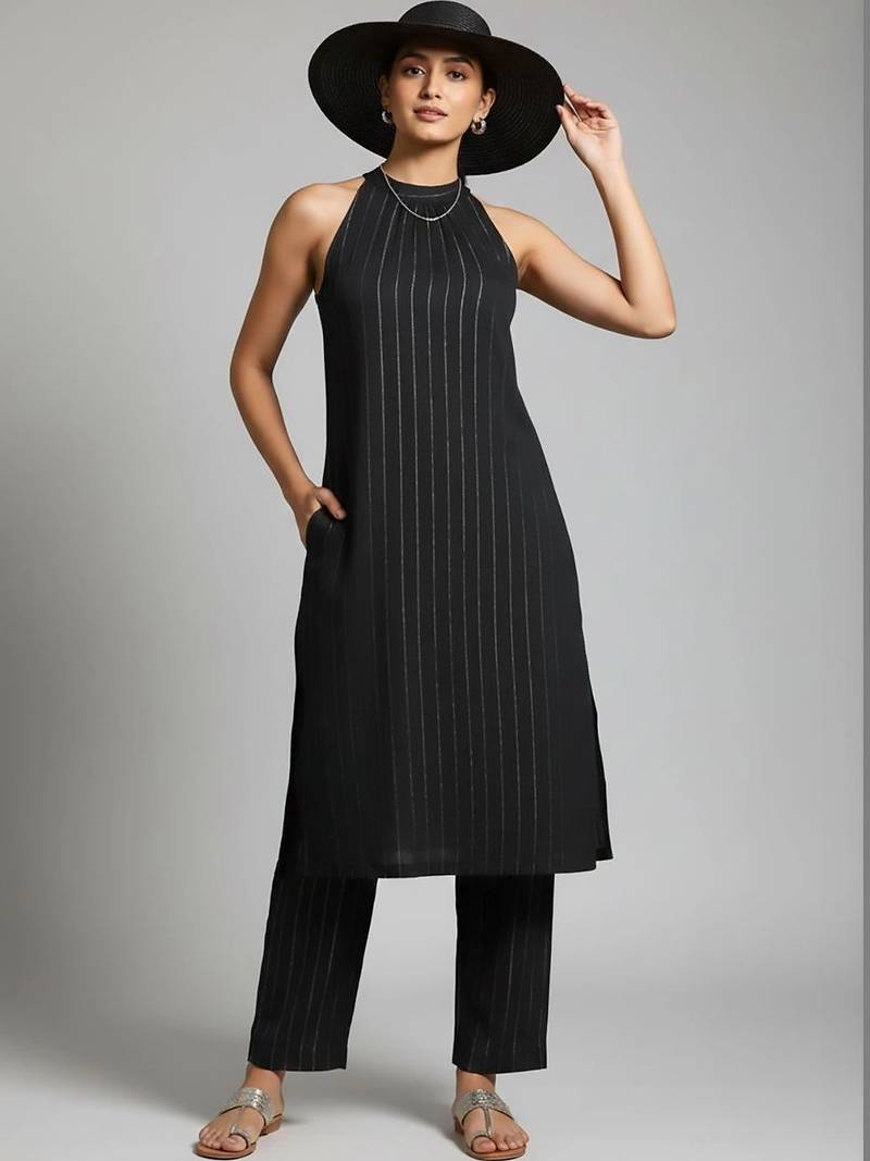workwear women striped kurta with trousers