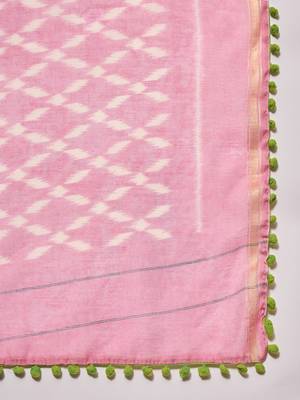 green ethnic motifs zari ready to wear ikat saree 5