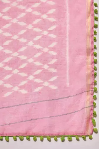 green ethnic motifs zari ready to wear ikat saree