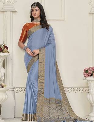 grey grey & gold-toned zari banarasi saree 1