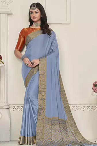 grey grey & gold-toned zari banarasi saree