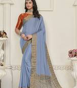 grey grey & gold-toned zari banarasi saree