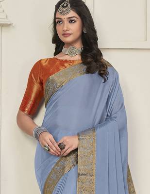 grey grey & gold-toned zari banarasi saree 2