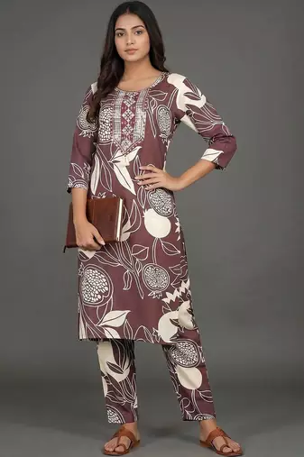 tailored women printed kurta with trousers