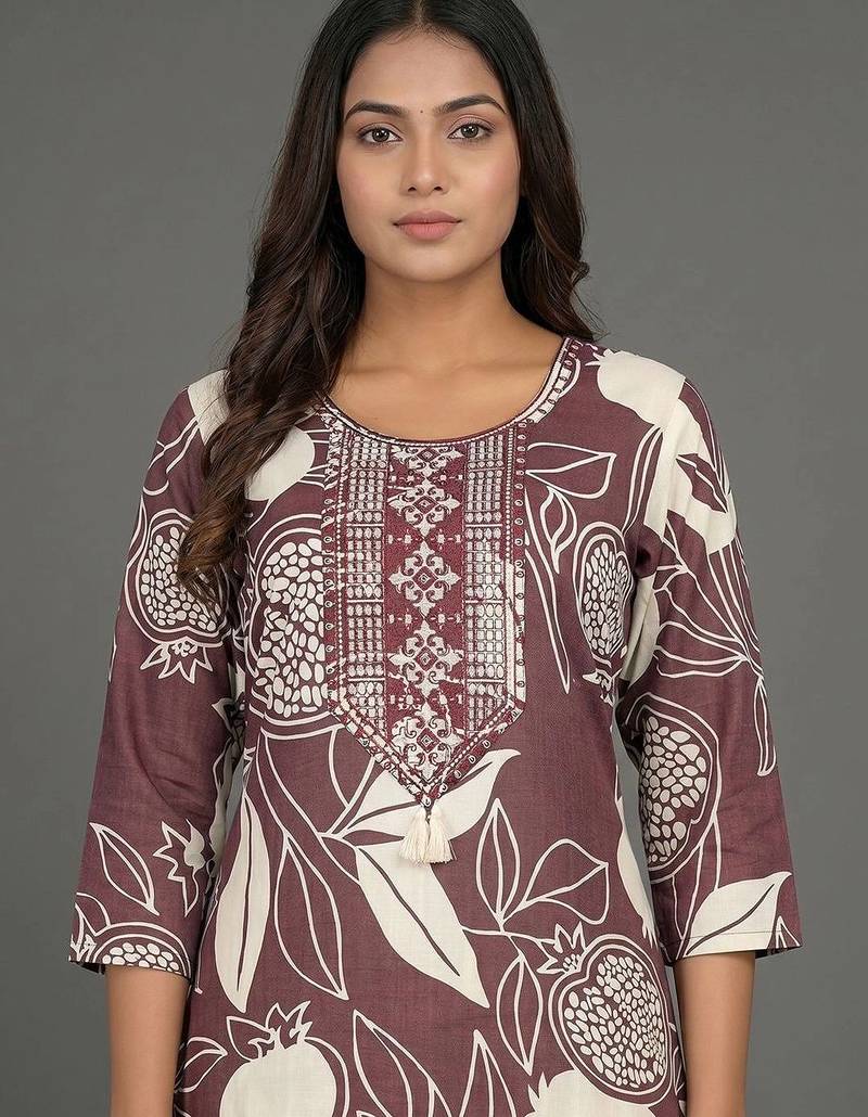 tailored women printed kurta with trousers