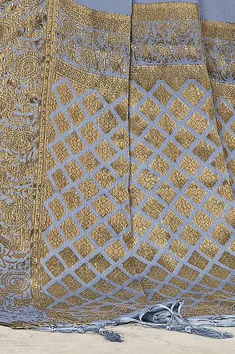 grey grey & gold-toned zari banarasi saree
