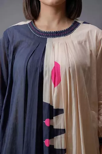 workwear women colourblocked kurta with trousers