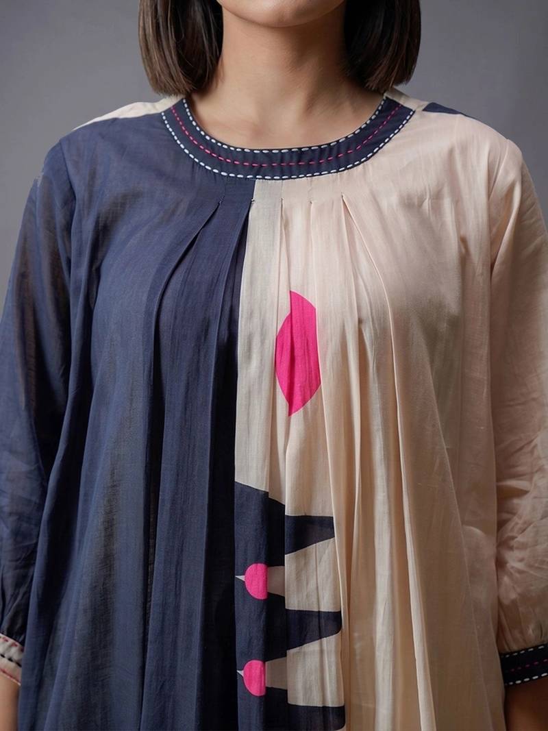 workwear women colourblocked kurta with trousers