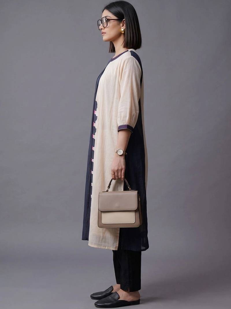 workwear women colourblocked kurta with trousers
