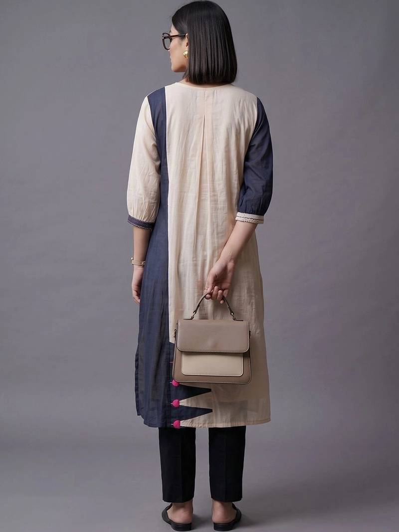workwear women colourblocked kurta with trousers