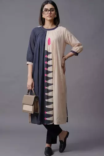 workwear women colourblocked kurta with trousers