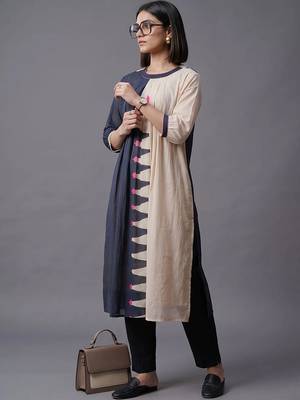 workwear women colourblocked kurta with trousers 7