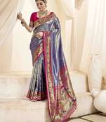 lavender woven design zari handloom paithani saree