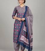 tailored women printed kurta with patiala with dupatta